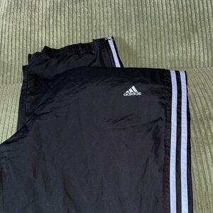 Adidas Black Joggers with Blue Grey Stripes